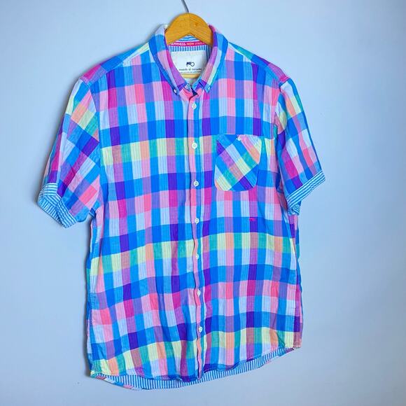 Moods of Norway Other - Moods of Norway Men XL Preppy Plaid Cotton Short Sleeve Shirt Hipster Breathable